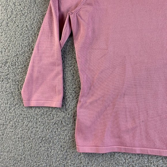 Ann Taylor Loft Sweater Top Womens Medium Silk Nylon Stretch Scoop Neck Pink - Picture 6 of 12